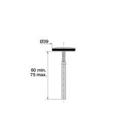 Clapet inox Ø39mm avec tige de réglage L. 62mm, pour bonde de lavabo