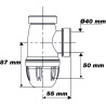 Siphon spécial tubulure CONNECTIC, entrée Ø40mm sortie Ø40mm