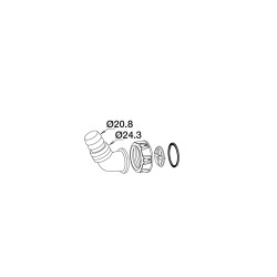 Prise coudée raccord TP diamètre 20,8 ou 24,3mm, joint plat, pour flexible Øint. 24mm