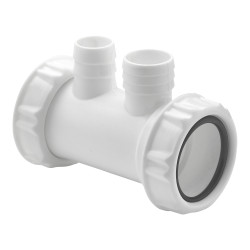 Manchon plastique entrée 1"1/2, sortie Ø40mm, avec 2 prises trop-plein ou MAL