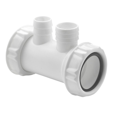Manchon plastique entrée 1"1/2, sortie Ø40mm, avec 2 prises trop-plein ou MAL