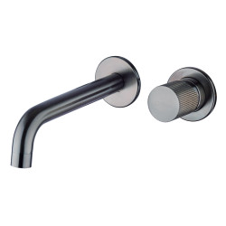 Mitigeur lavabo encastré 2 trous mural JEWEL gun métal