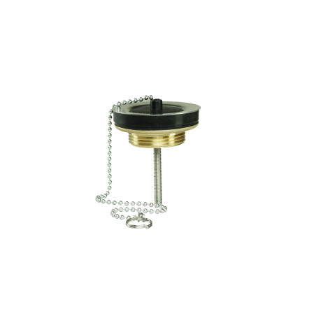 Bonde lavabo à bouchon noir et chaînette, corps laiton, serrage 5 à 50mm