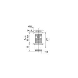 Bonde universelle digiclic ou fixe, H. 100mm, clapet inox, corps ABS blanc