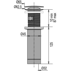 SIPHONETTE lavabo digiclic,clapet laiton chromé,H. 125,lanterne,sortie verticale