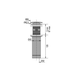SIPHONETTE lavabo digiclic, clapet laiton chromé, H. 125, sortie verticale
