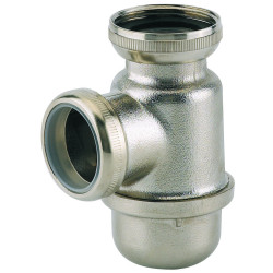 Siphon lavabo nickel mat, non réglable, sortie Ø32mm, débit : 36 l/mn