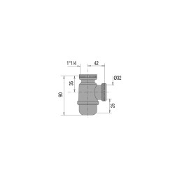 Siphon lavabo nickel mat, non réglable, sortie Ø32mm, débit : 36 l/mn
