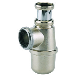Siphon lavabo nickel mat, réglable 50/100mm, sortie Ø40mm, débit : 48 l/mn