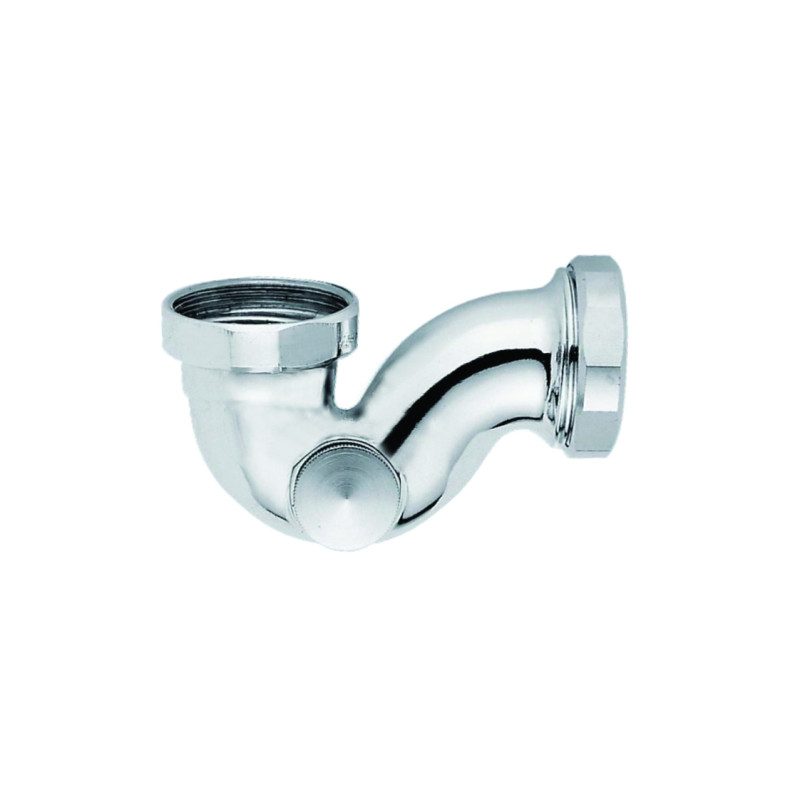 Siphon lavabo laiton chromé, compact,non réglable, sortie Ø32mm, débit : 18 l/mn