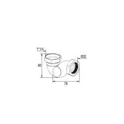 Siphon lavabo laiton chromé, compact,non réglable, sortie Ø32mm, débit : 18 l/mn