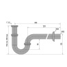 Siphon tube lavabo laiton chromé, réglable 150/200mm, sortie Ø32 rosace Ø64mm