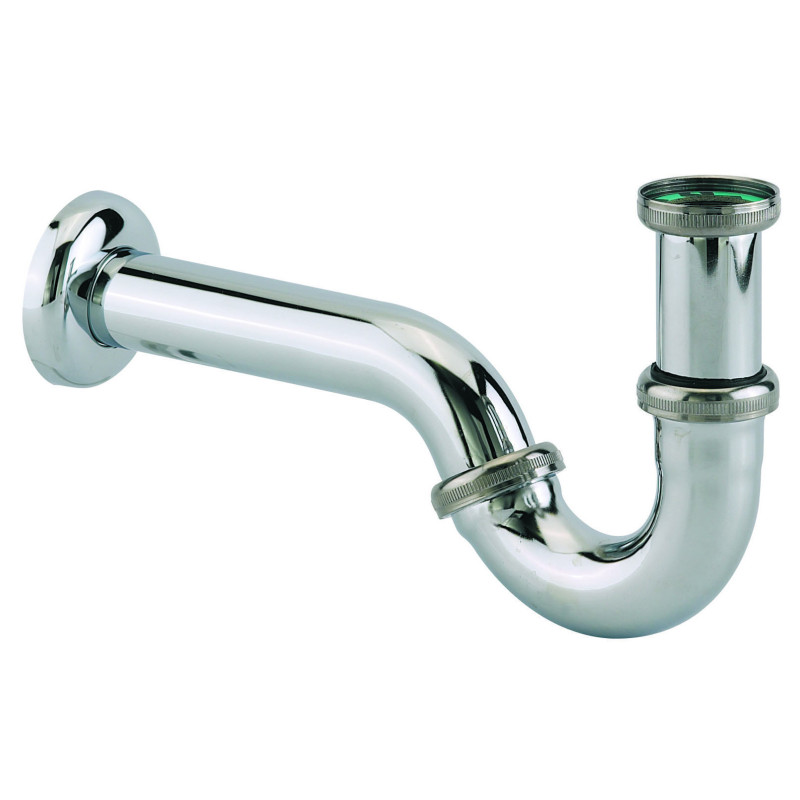 Siphon tube bidet ou lavabo laiton chromé, réglable 140/155mm