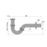 Siphon tube bidet ou lavabo laiton chromé, réglable 140/155mm