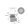Bonde de douche Ø60mm, laiton, grille Ø85mm, sortie horizontal à souder Ø38/40mm