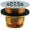 Bonde receveur Ø60mm, laiton, grille Ø85mm, sortie verticale Ø40mm