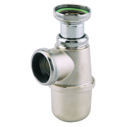Siphon évier nickel mat, H. réglable 50 à 100mm, H. sous évier 135 à 185mm