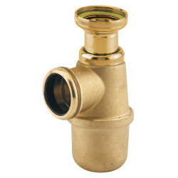 Siphon évier laiton, H. réglable 50 à 100mm, H. sous évier 135 à 185mm