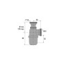 Siphon évier laiton, H. réglable 50 à 100mm, H. sous évier 135 à 185mm