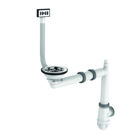 Vidage gain espace ELIPSO évier 1 cuve Ø90 trop-plein, H. 89,5mm, corps 100% PCR