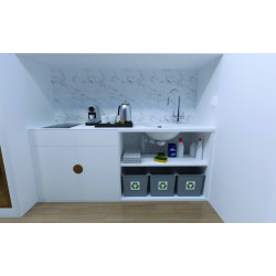Vidage gain d'espace TBXP évier 1 cuve Ø90 + trop-plein, H. 65mm, corps 100% PCR