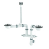 Vidage gain espace TBXP évier 2 cuves Ø90 + trop-plein, H. 65mm, corps 100% PCR