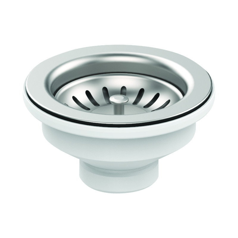 Bonde évier Ø90mm, panier inox Ø79mm, cuvette Ø114mm, serrage 0 à 13mm