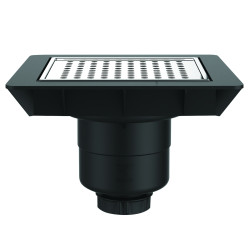 Bonde sol réglable extra-plate,grille inox,sortie verticale Ø40,corps 70% PCR