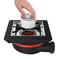 Bonde sol réglable grand débit,FLUSH à grille, sortie Ø40mm, corps 70% PCR