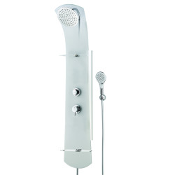 Colonne de douche NAUTILUS verre, rangements, robinetterie thermostatique