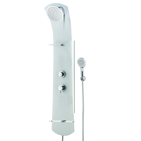 Colonne de douche NAUTILUS verre, rangements, robinetterie thermostatique