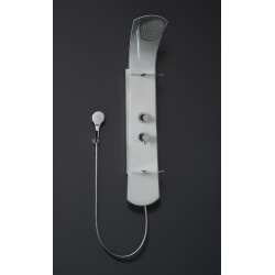 Colonne de douche NAUTILUS verre, rangements, robinetterie thermostatique