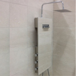BÂTI'DOUCHE mini à carreler, robinetterie thermostatique, pomme haute 250x250mm