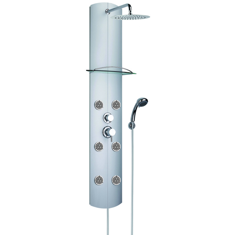 Colonne de douche TOTEM ALU, fonction hydromassage, robinetterie mécanique