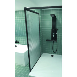 Colonne de douche DUNE + noire, robinetterie thermostatique et rangement
