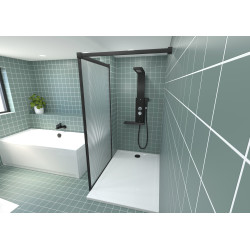 Colonne de douche DUNE + noire, robinetterie thermostatique et rangement