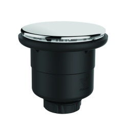 Bonde receveur Ø90, capot serti inox Ø117mm, sortie verticale Ø40,corps 70% PCR