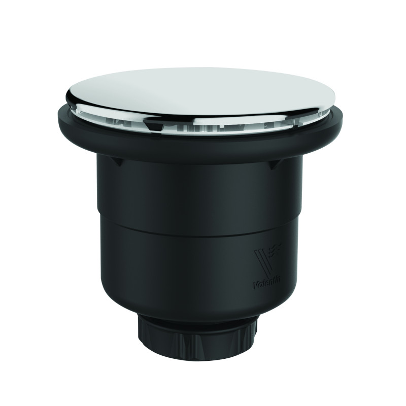 Bonde receveur Ø90, capot serti inox Ø117mm, sortie verticale Ø40,corps 70% PCR