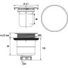 Bonde receveur Ø90, capot serti inox Ø117mm, sortie verticale Ø40,corps 70% PCR