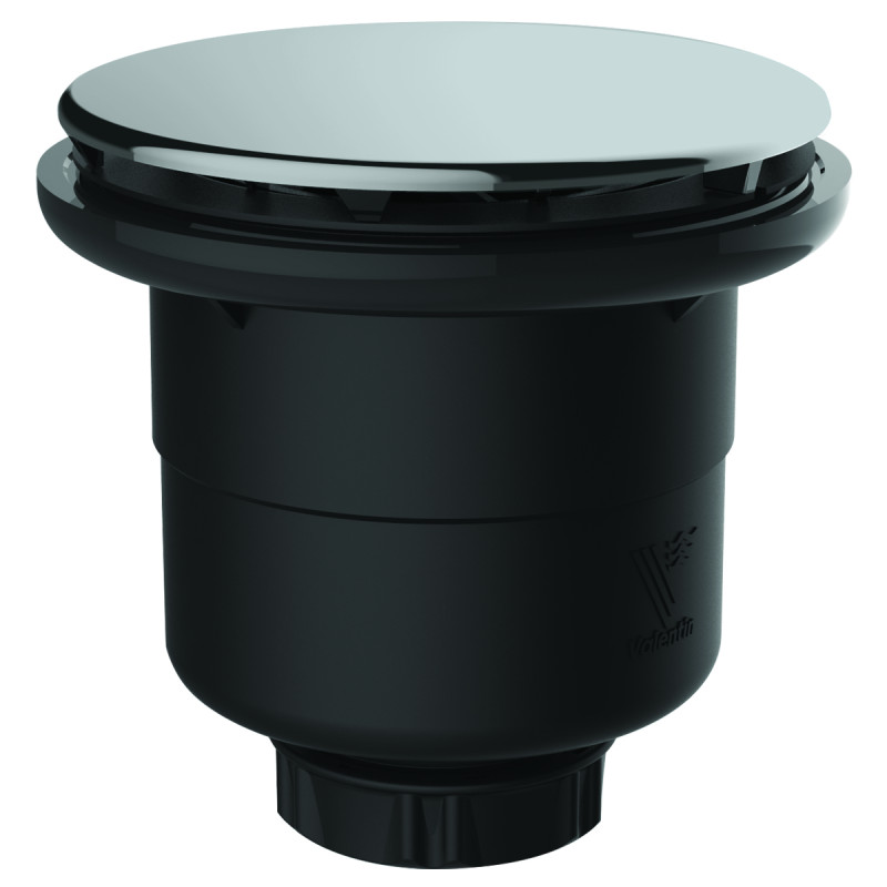 Bonde receveur 90, NF, capot d. 117, sortie verticale d. 40, inox et P recyclé