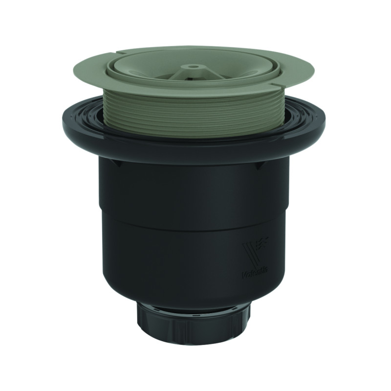Bonde receveur extra-plat Ø90, sans capot, sortie verticale, corps 70% PCR