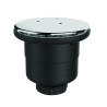 Bonde receveur Ø90,capot métal chromé Ø120mm,sortie verticale Ø40,corps 70% PCR