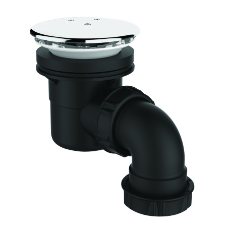 Bonde douche Ø60, capot serti inox Ø90, sortie orientable Ø40, corps 70% PCR