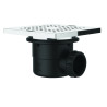 Bonde de sol cadre ABS 150x150, H. 102mm, sortie horizontale Ø40, corps 70% PCR