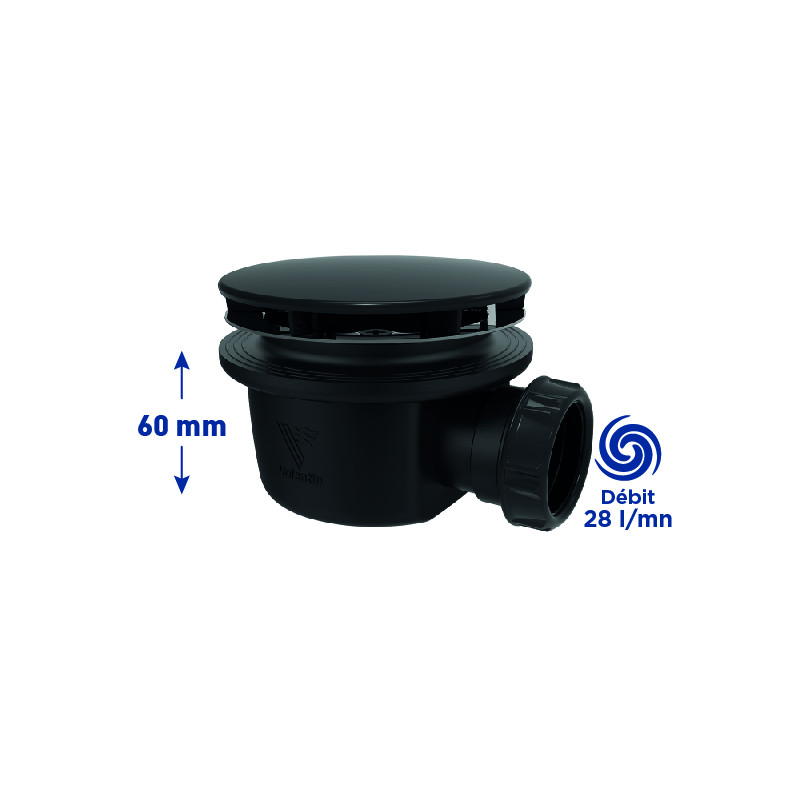 Bonde douche extra-plate NF Ø90, MINIME, capot ABS, H. 60, corps 70% PCR