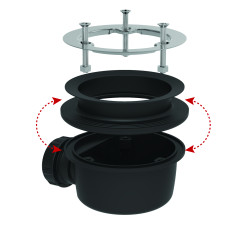 Bonde douche extra-plate NF Ø90, MINIME, P. recyclé, capot inox serti, H. 60mm