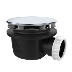 Bonde douche extra-plate NF Ø90, MINIME,capot métal chromé, H. 60,corps 70% PCR