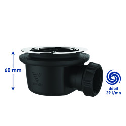 Bonde douche extra-plate Ø90, MINIME,sans capot, H. 60,corps 70% PCR