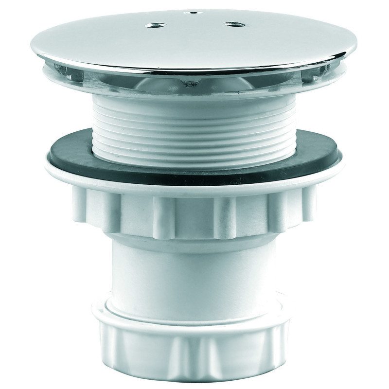 Bonde de douche Ø60mm,capot métal Ø90mm,sortie vert. à visser et/ou coller Ø40mm