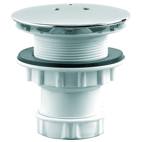 Bonde de douche Ø60mm,capot métal Ø90mm,sortie vert. à visser et/ou coller Ø40mm